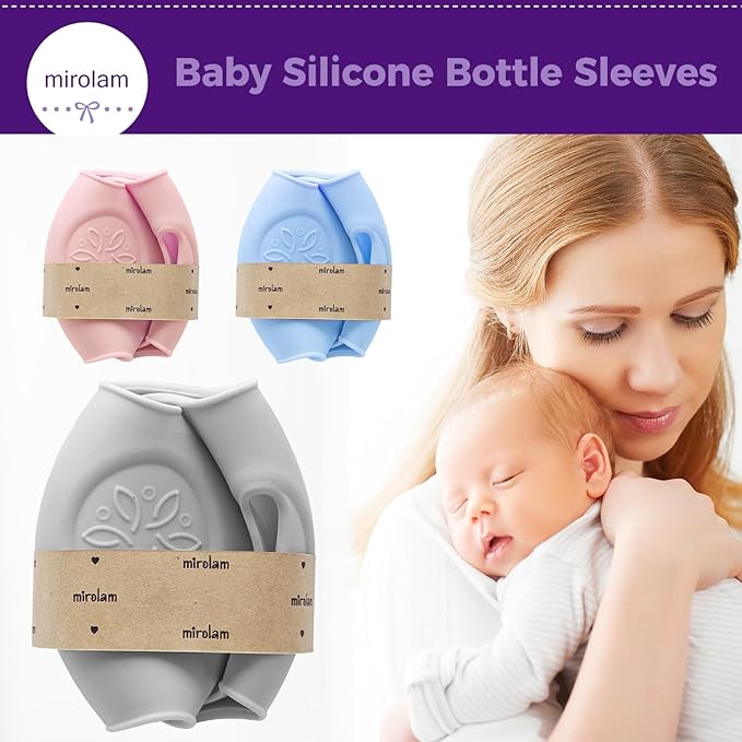 3 Pack Silicone Sleeve for Philips Avent Glass Bottle - Shatter Proof Natural Silicone Bottle Sleeve for Anti Colic Baby Bottles 8 oz & 4 oz - Anti Flow Sleeve for Infant Bottles