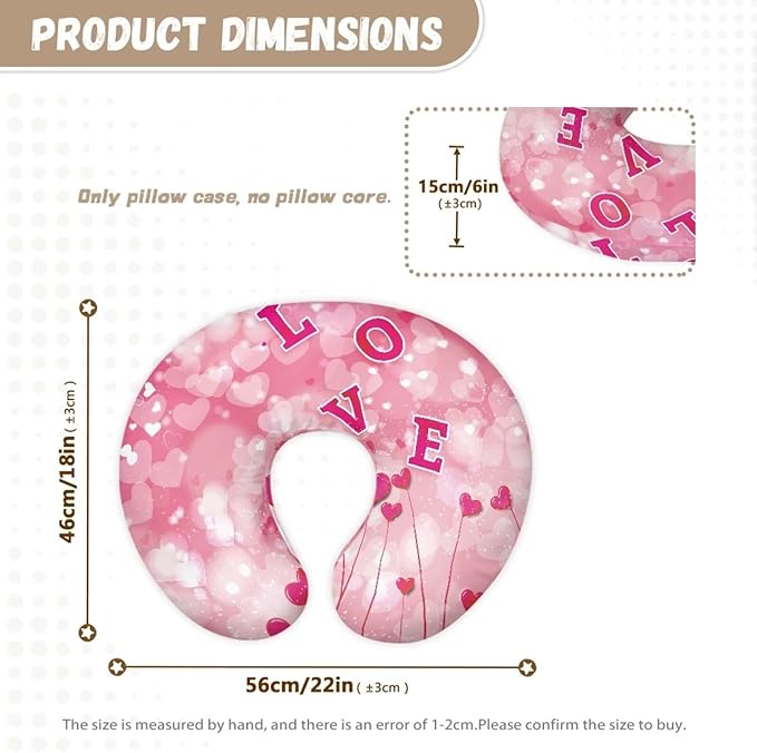Heart Nursing Pillow Case for Newborn Support for Breastfeeding,Bottle Feeding & Bonding Feeding Pillow Cover Soft and Cozy Breastfeeding Pillow Slipcover Cover Only
