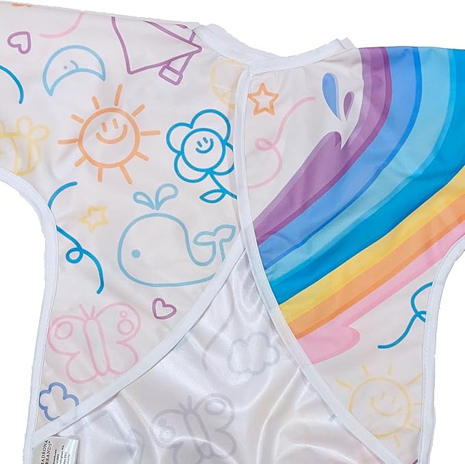 Madrona Brands Toddler Art Smock 1-3 Years | Long Sleeve Kids Waterproof Cover with Pockets | Crafts, Paint Apron, Baby Bib