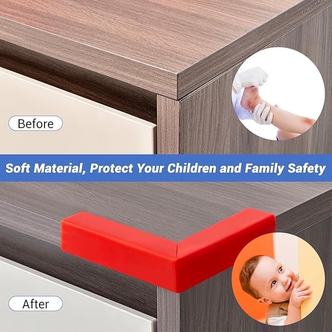 Wall Corner Protector, Peel and Stick Wall Corner Trim, Flexible Rubber Molding Wall Corner Guard, L Shaped Self Adhesive Edge Protector Moulding Trim for Wall Edge Ceiling, Red, 3/4in,10Ft