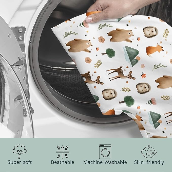 HawSkgFub Boho Animal Nursing Pillow Cover for Baby Boys Girls, Forest Bear Deer Fox Owl Breastfeeding Pillow Slipcover, Nursing Pillowcase for Newborn Infant, Cover Only