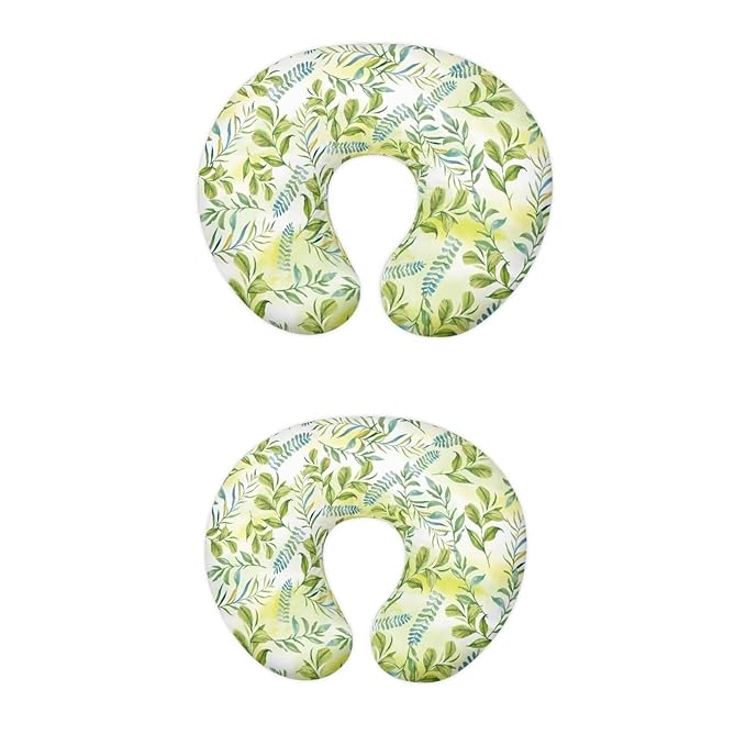 Green Leaves Nursing Pillow Cover for Baby Boy Girl Breastfeeding Slipcover Infant Newborn Nursery Bottle Pillowcase Durable and Easy to Clean