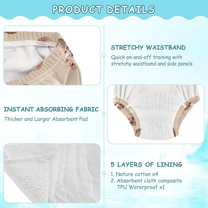 Joko Ivery 1 Peach Custom Potty Training Pants Traning Potty Panty Cotton for Boys Toddlers Girls 5T 3Pcs