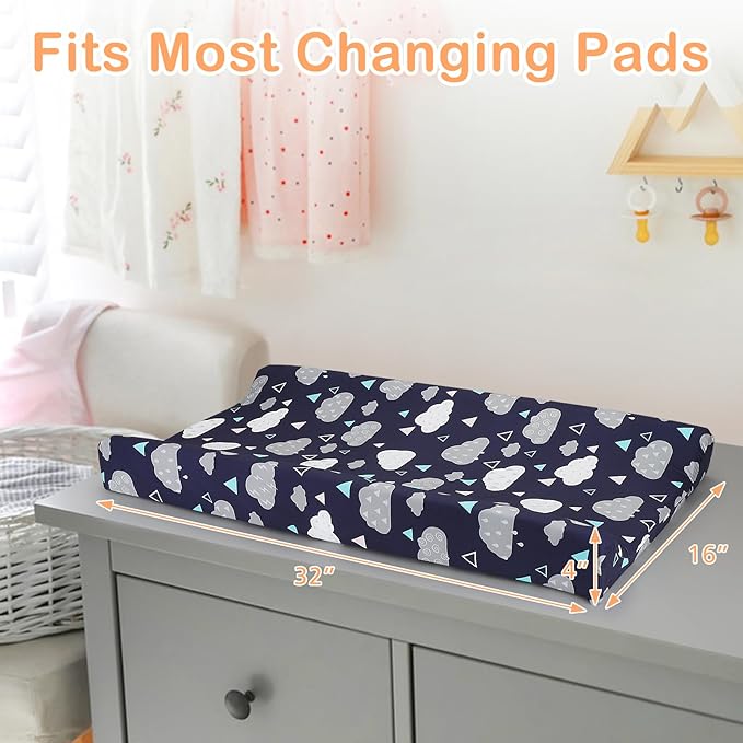 Accmor Muslin Baby Changing Pad Cover, Universal Fitted Diaper Change Table Pad Covers for Girls Boys, Soft Breathable Changing Pad Sheets, 2 Pack