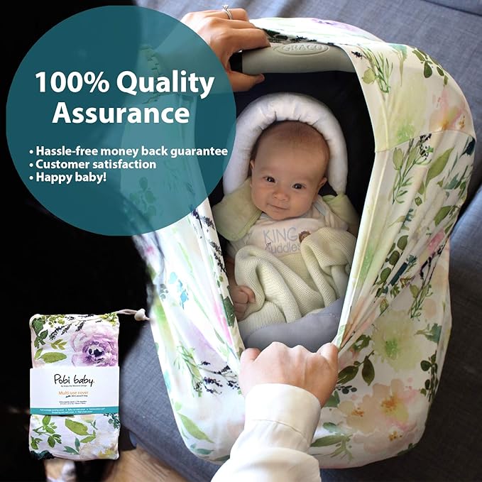 Pobi Baby Premium Multi-Use Cover - Nursing, Car Seat, Shopping Cart, High Chair, and Breastfeeding Cover - Ultra-Soft, Stretchy, and Versatile Floral Scarf for Mom and Baby (Allure)