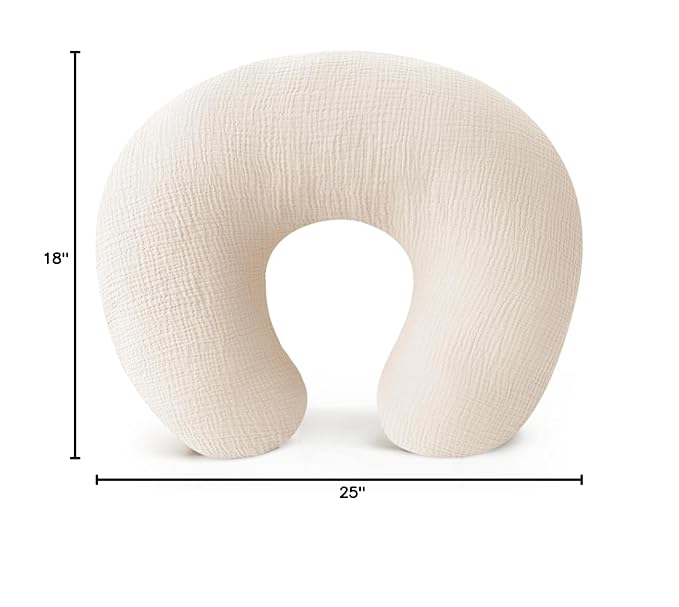 Konssy Muslin Nursing Pillow Covers, 100% Cotton Soft & Adorable Covers for Breastfeeding Pillows, Slipcovers for Newborn Baby Boys & Girls