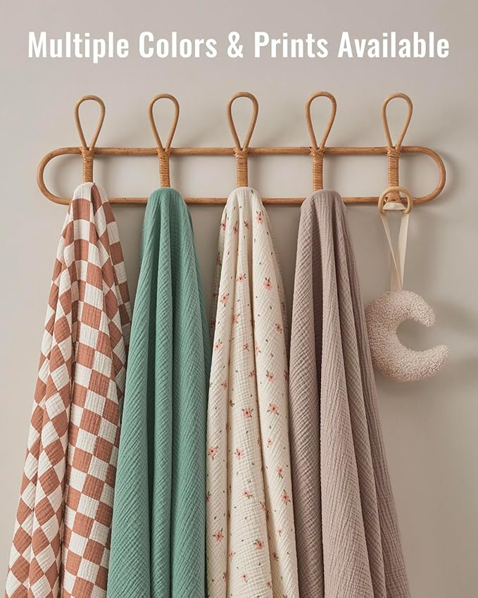 Blissful Diary Muslin Multi-Use Cloth - 4-in-1 Privacy Nursing Cover, Swaddle Blanket, Car Seat Cover, Burp Cloth, Portable Breastfeeding Essentials for Women, Baby Must Have (Brown Checkboard)