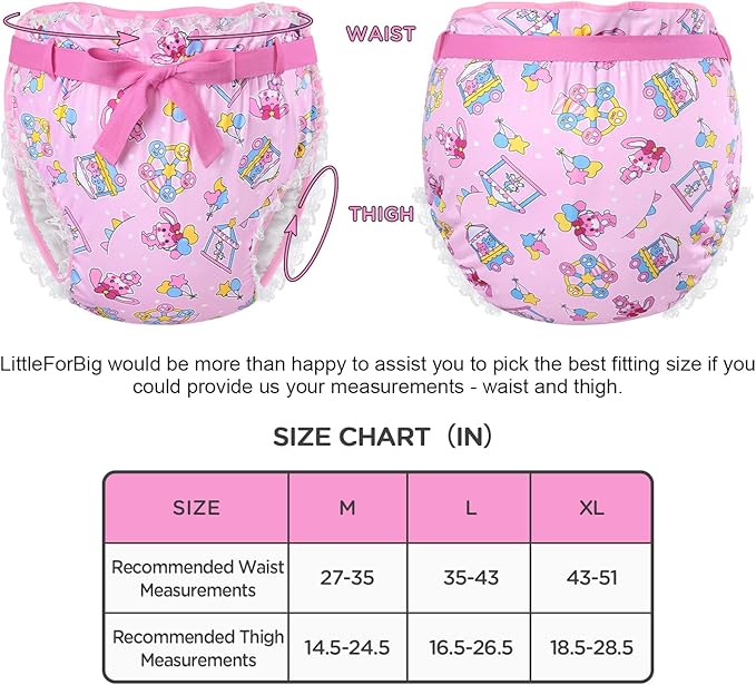 Littleforbig Adult Ribbon Omutsu Diaper Wrap Cover Washable Adjustable Reusable Waterproof - Usagi Pastel Circus Pattern