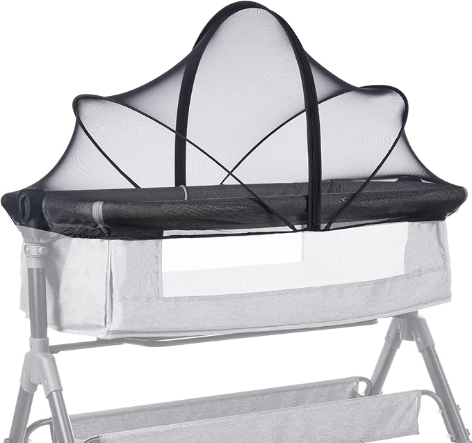 Mosquito Net for Baby Crib to Keep Insects/Bugs/Cats Out, Toddler Bassinet Bedside Sleeper Crib Tent Safety Net with Two-Way Zippers & Storage Bag, Breathable Mesh Holes, Black