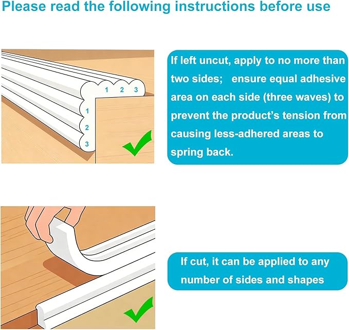 ZOMPAGO Beige Foam Edge & Corner Protector Tape, 3 Rolls,0.35" Thick x 3.15" Wide x 6.56 FT, Strong Adhesive, Baby Proofing for Table Edge, Crib Edge, Sharp Furniture Edge Protection