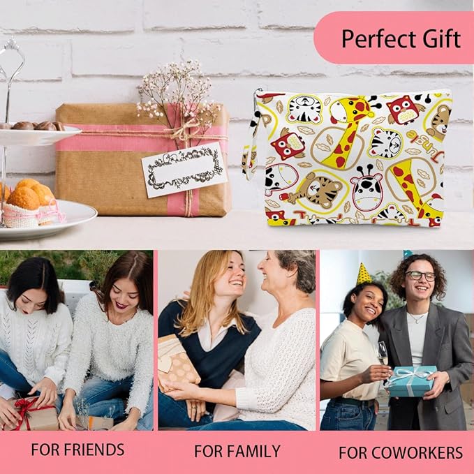 Wet Dry Bag, Wet Bag for Swimsuit, Diaper Sunscreen Large Zipper Pouch Waterproof Pouch, Beach Bags for Women, Gifts for Ladies Girls Friends Colleagues and Sisters, Patterns of Tigers Giraffes Etc.