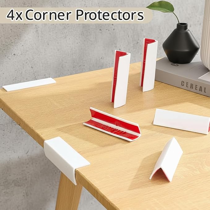 Pangda Baseboard Corners Blocks Self Adhesive Rubber Safety Corner Protectors Proofing Edge Guard Corner Cushion for Wall Furniture Edge(White,4 Pcs)