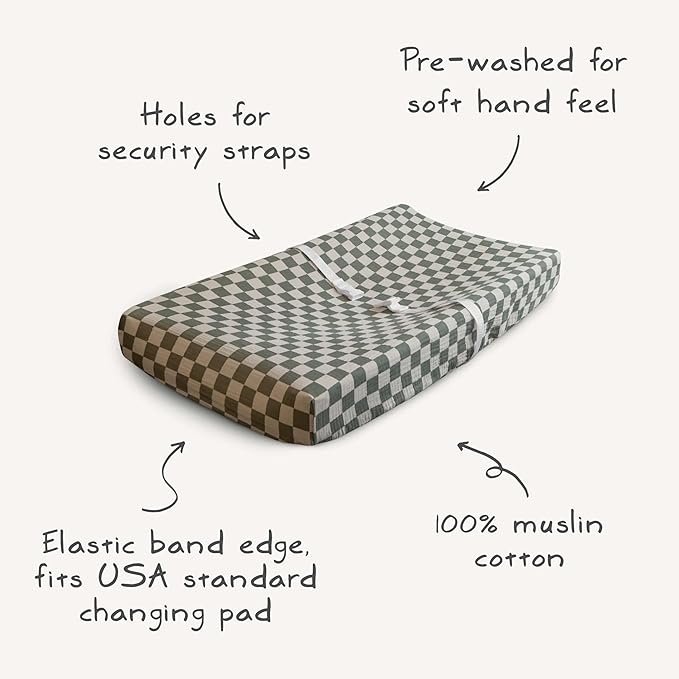 mushie Extra Soft Muslin Fitted Changing Pad Cover (Fog)