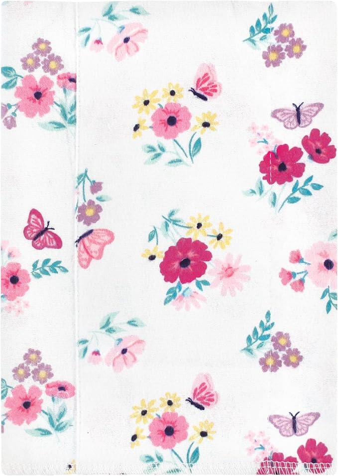 Luvable Friends Hudson Baby Flannel Burp Cloths 7pk, Pink Butterfly Meadow