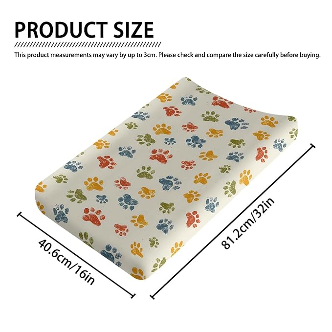 Colorful Paws Changing Pad Covers Changing Table Cover for Baby Boys and Girls Soft Breathable Changing Pad Sheets Cover Comfortable and Soft