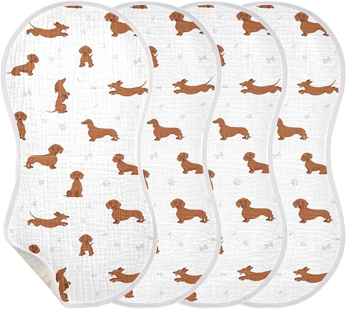 vvfelixl Muslin Burp Cloths Dachshund Short Haired Pattern Baby Washcloths for Baby Girl Boys 2 Pack