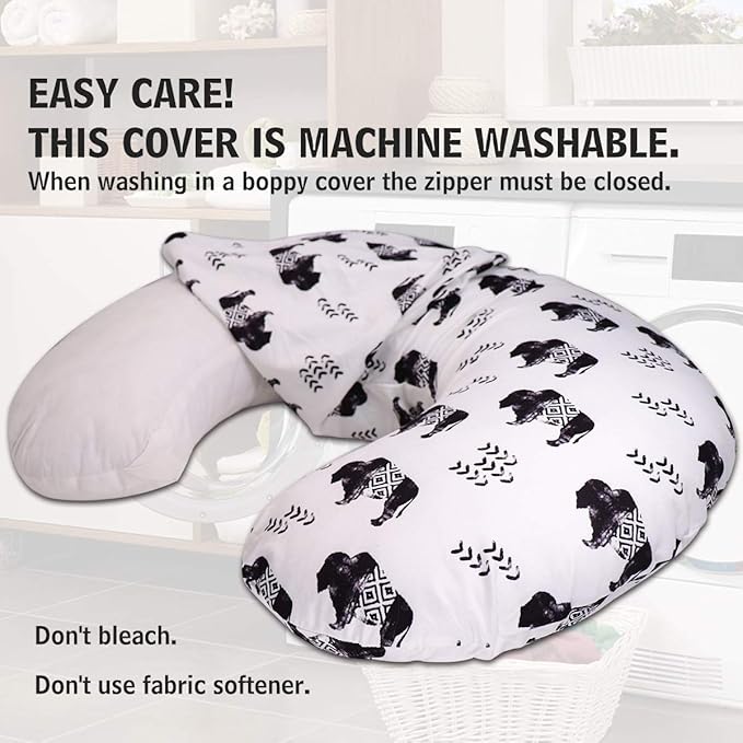TANOFAR Nursing Pillow Cover, Cow Breastfeeding Pillow Slipcover for Baby Boys & Girls, Animal Nursing Pillow Case for Newborn, Soft Fabric Fits Snug On Infant, Washable & Breathable, Buffalo