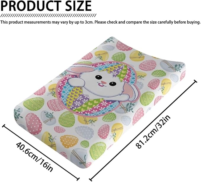 Cute Rabbit Easter Changing Table Cover Waterproof Changing Pad Cover for Baby Comfy Breathable Stretchy Universal Tray Table Mat Easy to Clean