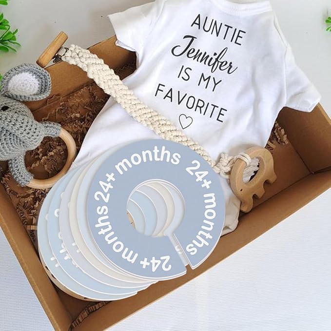 cephira Baby Closet Dividers for Clothes 0-24 Months, 8 Pack mini Round Size Markers, Double-Sided, Fits Most Rods, Blue Nursery Clothing Organizer & Wardrobe Decor