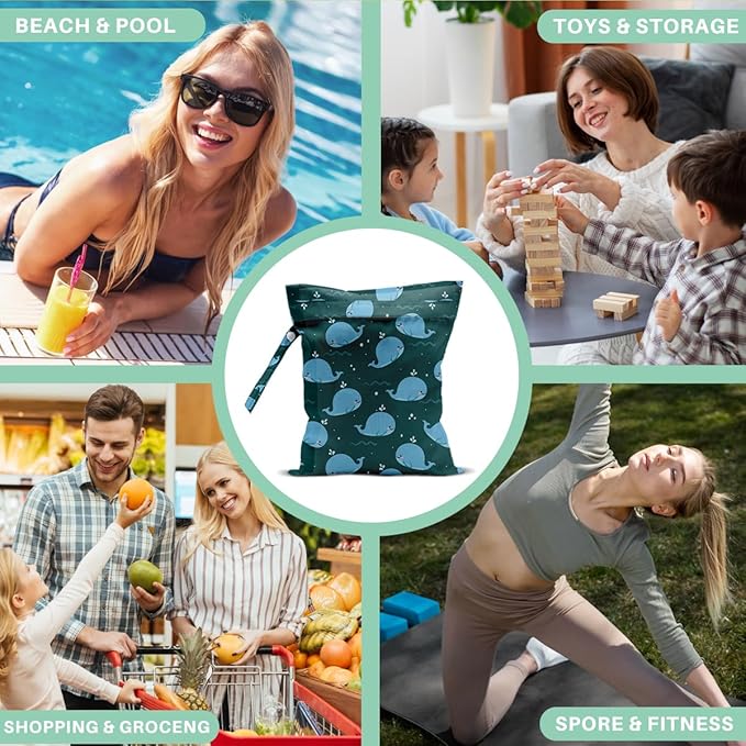 Bohemia Wet Dry Bags for Diaper Waterproof Swimsuit Washable Reusable Bag for Beach Diapers Dirty Yoga Gym Clothes Plant Gifts for Men Baby Friend Women