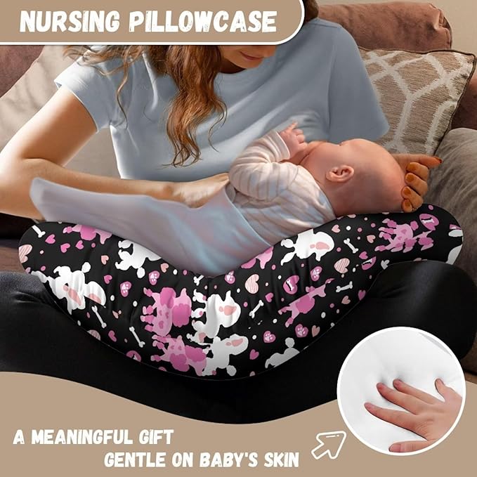 Poddle Dog Nursing Pillow Cover for Newborn Breastfeeding Pillow Slipcover Hidden Zipper Design Nursing Pillow Case U-Shaped Soft and Skin-Friendly