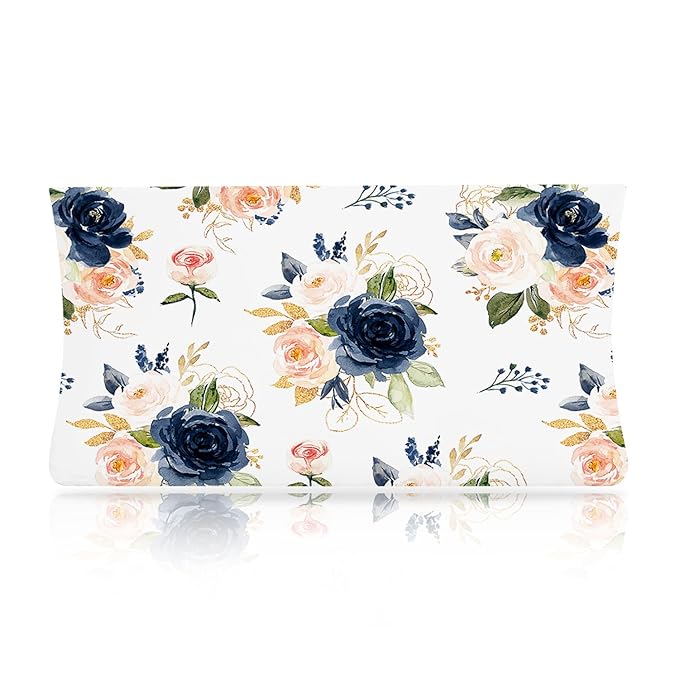 Boyoung Stretchy Changing Pad Cover Ultra Soft Cotton Changing Table Sheets Baby Diaper Changing Pad Cover Sheets for Girls Boys Fit 32""/34'' x 16""Pad, Purple Flower