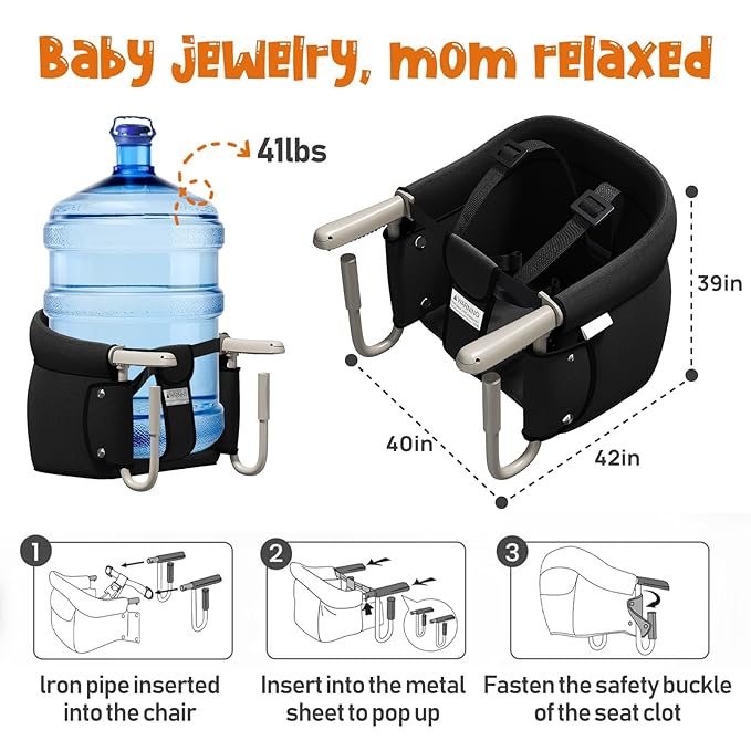 Hook On High Chair, Portable Table Chair for Babies, Foldable Baby Feeding Chair with 3-Point Safety Harness, Weaning & Self-Feeding Essential