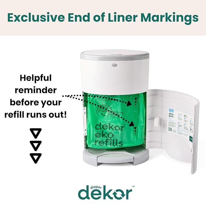 Diaper Dekor MINI Refills, 2 Count | ONLY Eco-Friendly Diaper Pail Refills Made With 70% Recycled Materials | Quicker, Easier & More Cost Effective than Trash Bags | Unscented