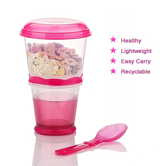 Cereal On The Go Cups Breakfast Drink Cups Portable Yogurt and Cereal to-Go Container Cup