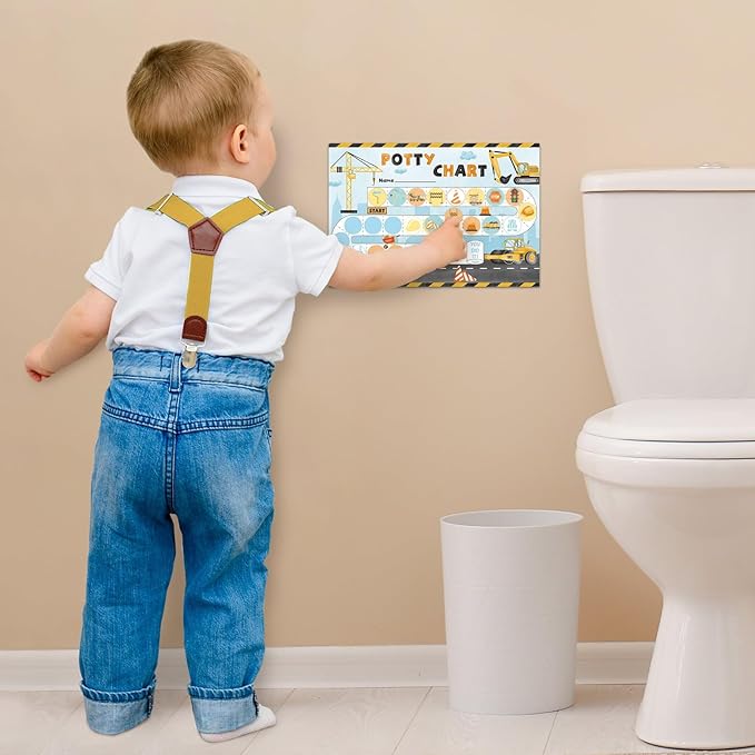 WERNNSAI Potty Training Chart - Construction Toilet Training Reward Chart with 270 Potty Training Stickers Crown Sticker Chart for Girls Toddler Kids Potty Training for Ideal Gift Birthday