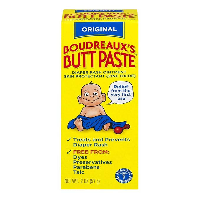 Boudreaux’s Butt Paste Diaper Rash Ointment, Baby Rash Cream Skin Protectant, Fast Relief for Diaper Rash, Soothing Barrier Cream, Original, 2 Ounce Tube (Pack of 1)
