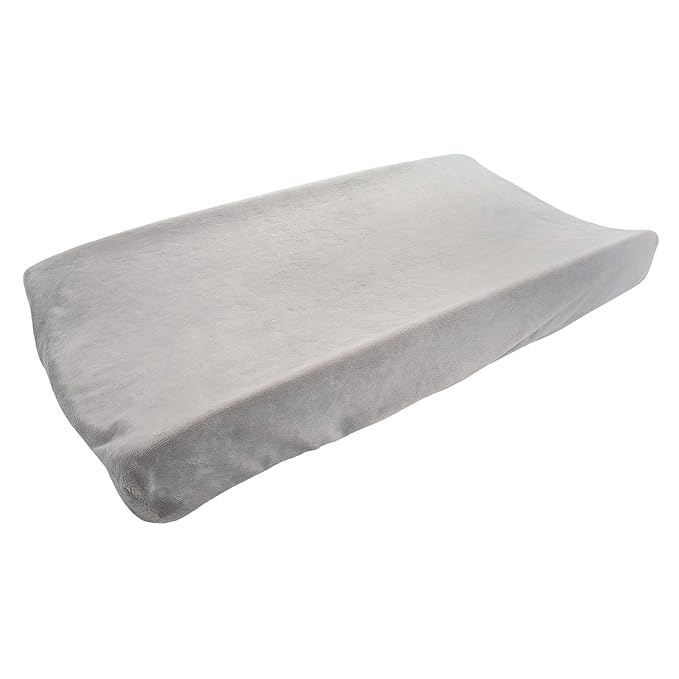 My Blankee Minky Solid Changing Pad Cover, Silver, 16" x 32"