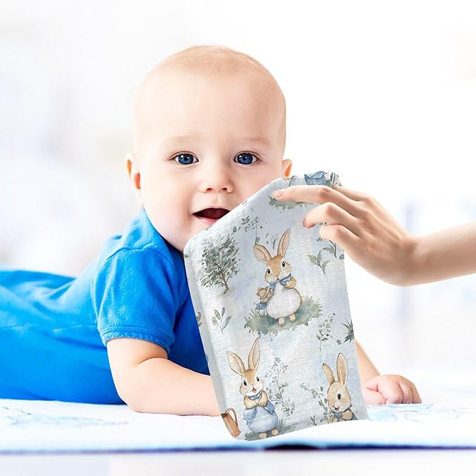 vvfelixl Peter Bunny Friend Baby Burp Cloths Baby Muslin Washcloths for Boys Girls Cotton Babys Face Towel for Newborn Soft 11.8 X 11.8 in, 5 Pack