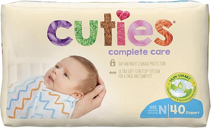 Cuties Complete Care Baby Diapers, Newborn, 40 Count