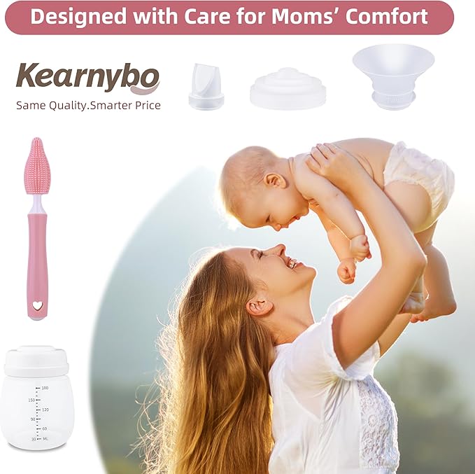 Replacement Parts Kit for Momcozy M5 Wearable Breast Pump – Includes 2 Bottles, 10 Flanges, 8 Duckbill Valves, 4 Membranes, Sizing Ruler & Cleaning Brush – BPA-Free, Easy to Clean