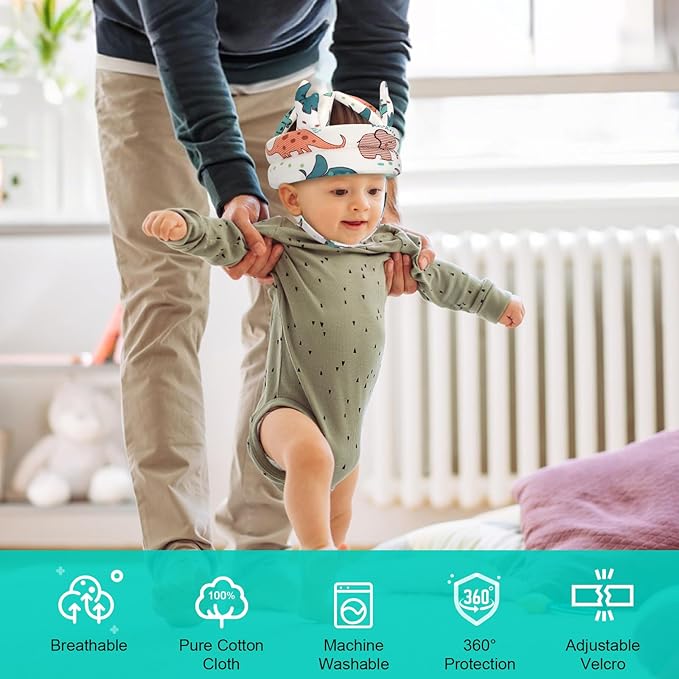 Accmor Baby Head Protector for Crawling Walking, Cute Baby Helmet No Bumps Adjustable Infant Safety Cap, Breathable Protective Kid Headguard Soft Cushion Anti-Collision Toddler Helmets for 6m-24m Kid
