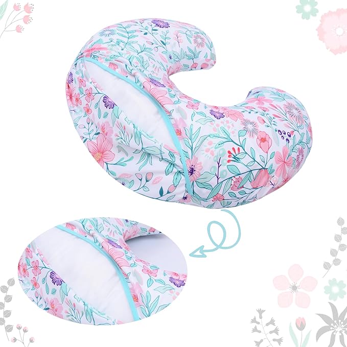 Cloele Nursing Pillow Cover - Botanical Floral Leaf Baby Pillow Cover,Breast Feeding Pillow Slipcovers for Women,Ultra Soft Breathable Infant Nursing Pillowcase for Newborn,Fits Most Nursing Pillows