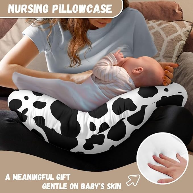 Cow Print Nursing Pillow Cover for Baby Girl, Soft Removable Breast Feeding Pillow Cover, Breast Feeding Pillows Cases