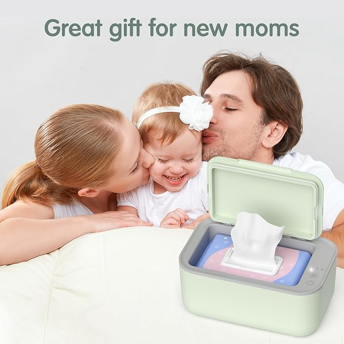 Baby Wipe Warmer, 3-Level Temperature Control, Quiet and Even Heating, Large Capacity for Diaper Changes ā Green