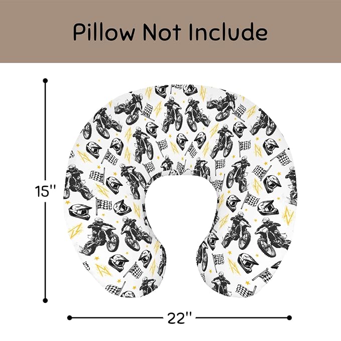 Watercolor Motorcross Bike Helmets Black Nursing Pillow Cover Stretchy and Soft for Baby Girls Boys Race Motor Checkered Flag Nursing Covers for Breastfeeding Pillows for Newborn Infant