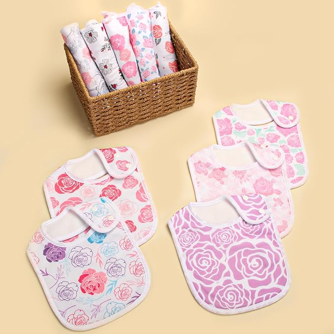 Baby Bibs Soft and Absorbent Organic Cotton Bandana Drool Bibs Set for Boys Girls Newborn 0-36 Months