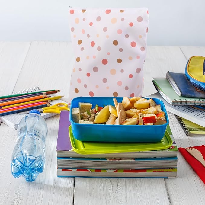 Paterr 4 Pcs Sandwich Bag Reusable Zipper Snack Bags Washable Food Safe Lunch Bags for Kids Students Adults Food (Rainbow)