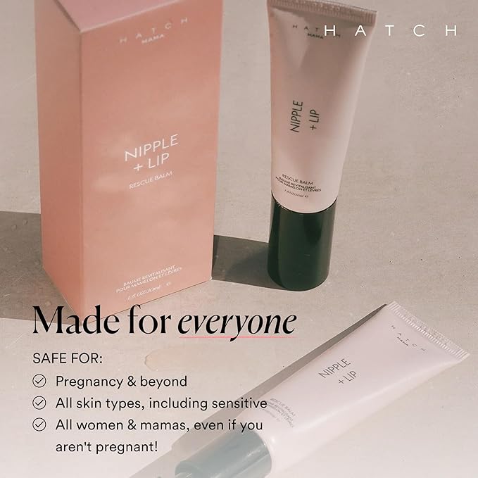 HATCH Nipple + Lip Rescue Balm - 1oz Lanolin Free Nipple Cream - Natural Nipple Care for Breastfeeding - Hydrating Nipple Balm - Mama Safe Breastfeeding Essentials