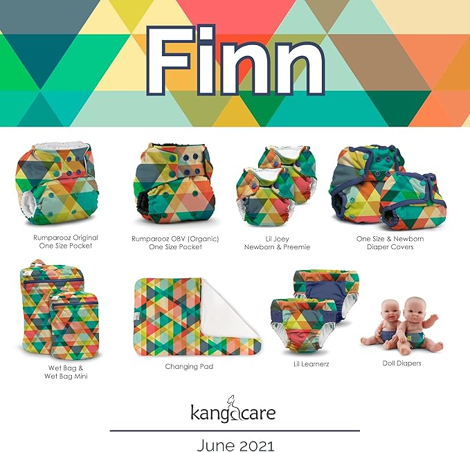 Kanga Care Rumparooz Double Leg Gusset Reusable Cloth Diaper Cover Newborn Snap | Finn 4-15 lbs