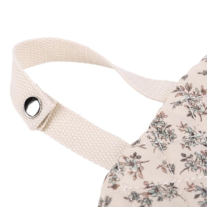 Quilted Baby Wipe Holder, Canvas Floral Quilted Pouch with Hanging Strap, Portable Diaper Wipe Holder for Travel Stroller-Polka Dots