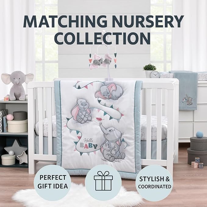 Disney Dumbo Hello Baby Grey and White Super Soft Changing Pad Cover