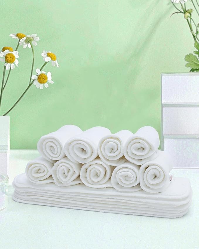 Babygoal Reusable Cloth Diaper Inserts Pack of 12, Absorbent & Breathable Liners, 3-Layer Microfiber Inserts for Cloth Diapers