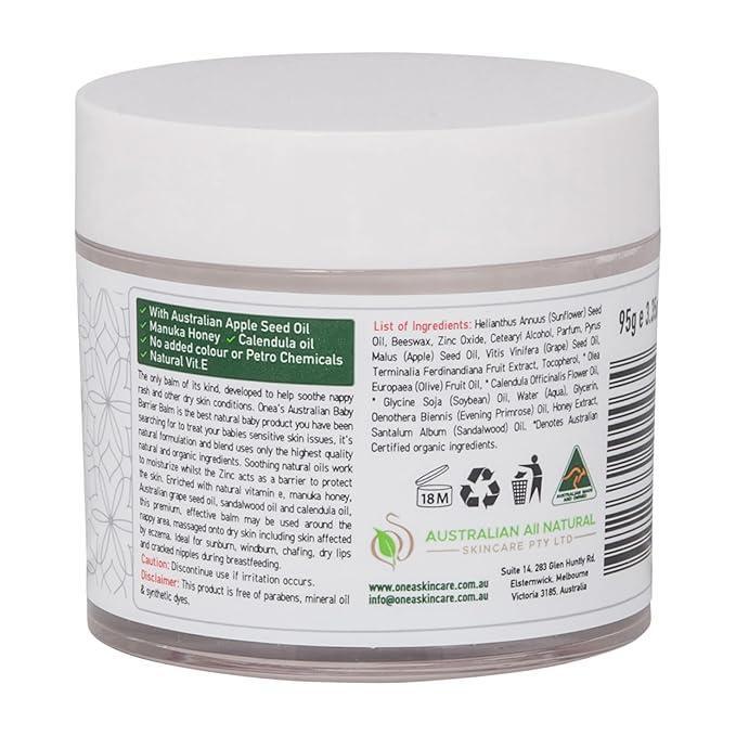 ONEA Baby Barrier Balm - Gentle Diaper Rash Cream with Grapeseed, Coconut and Jojoba oil - Soothing Diaper Cream for Sensitive Skin