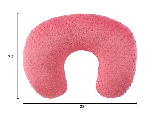 Nursing Pillow Cover Breastfeeding Pillow Cases Plush Dot Slipcover (StrawberryRed)