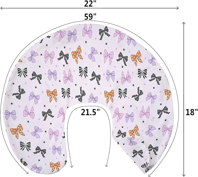 Pastel Halloween Bows Baby Nursing Pillow Covers for Boy Girl Spooky Sweet Bows Stars Nursery Pillowcase for Breastfeeding Pillows Cute Girly Ribbons Soft Stretchy Slipcovers for Newborn Infant